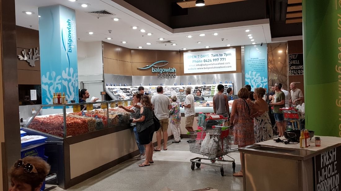 Customers being served at the Balgowlah Seafood counter
